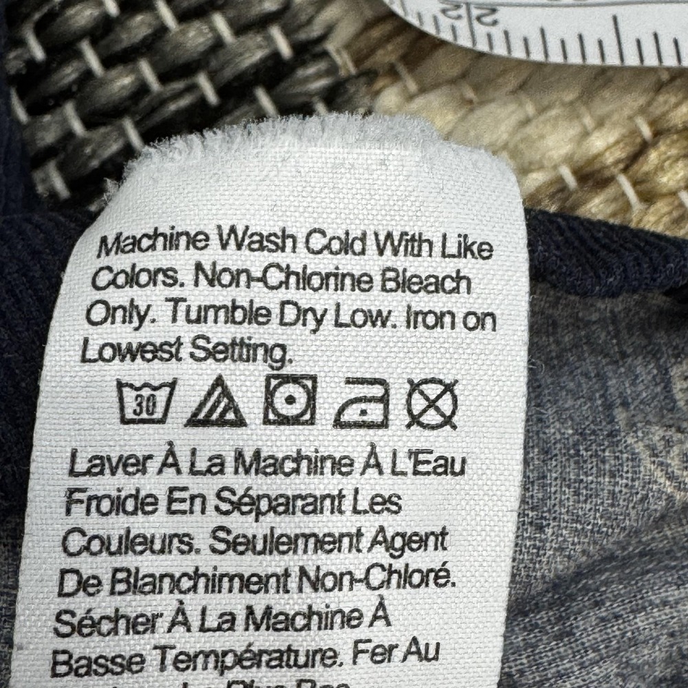 Madewell Shirt Women's Medium Corduroy Bubble Sleeve Crop Shirt Navy Blockprint - Picture 13 of 14